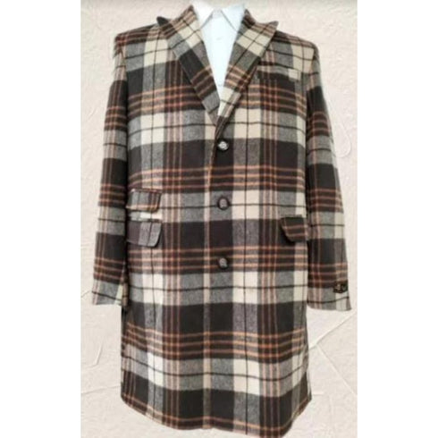 Men's Wool Car Coat - Multicolor Driver Coat