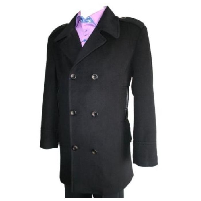 Men'S Dress Coat Wool Black Double Breasted Designer Men'S Wool Men'S Peacoat Sale main image 1