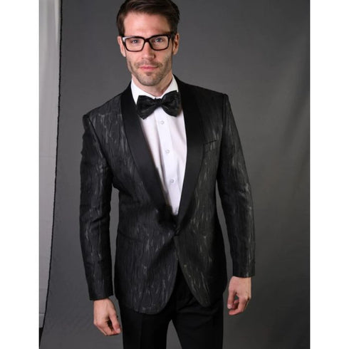 Mens Mettalic Pattern Black Dinner Jacket - Mens Evening jackets - Tuxedo Dinner Jacket