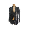 Mens Peak Lapel One Chest Pocket Black Sequin Blazer
