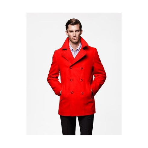 Mens Red Overcoat Double Breasted