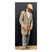 Mens Wool Plaid Peacoat Plaid Pattern Camel Coat