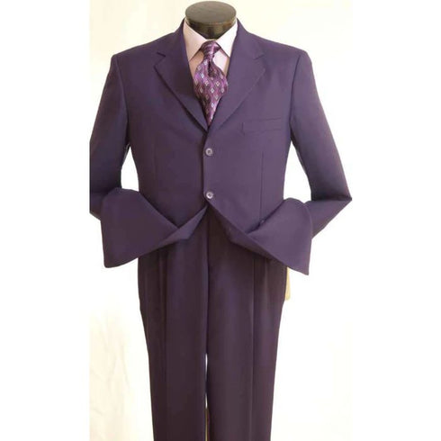 Mens 3 Button Polyester Fashion Suit in Purple