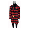 Mens Red and Black Overcoat Three Quarter Double Breasted