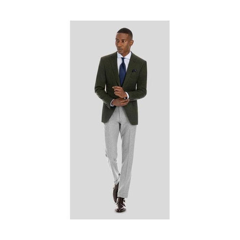 Mens Forest Green Two Button Wool Notch Lapel Blazer