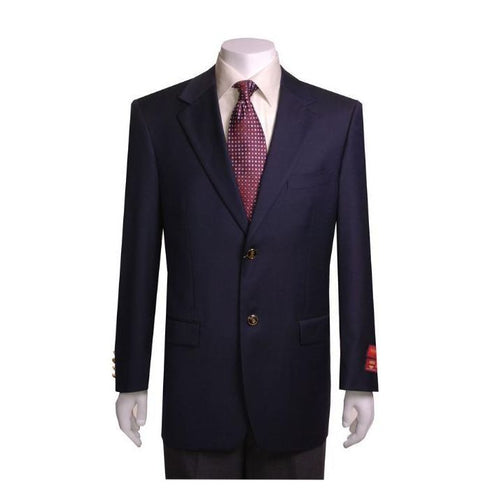 Mens Navy Two Buttons Portly Blazer/Sportcoat