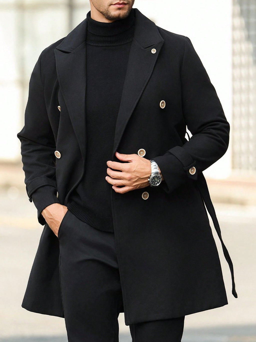 Men’s Black Overcoat – Snug, Stylish, and Timeless