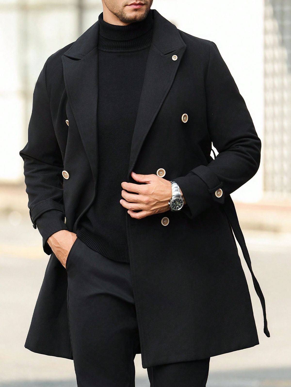 Men s Black Overcoat Snug Stylish And Versatile OvercoatUSA men-s-black-overcoat-snug-stylish-and-versatile-overcoatusa