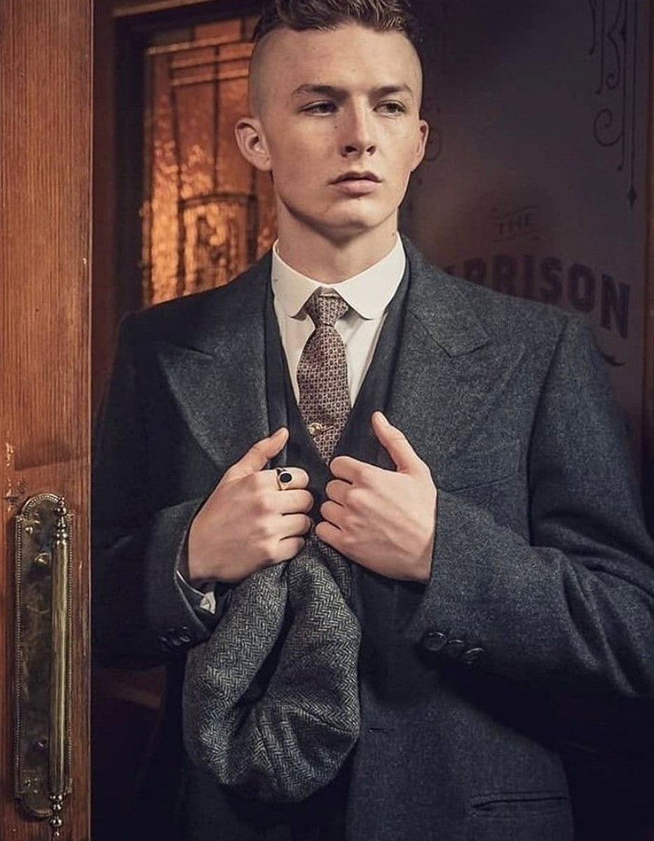 Mens Costume Finn Shelby Vested Charcoal Suit & Overcoat – OvercoatUSA