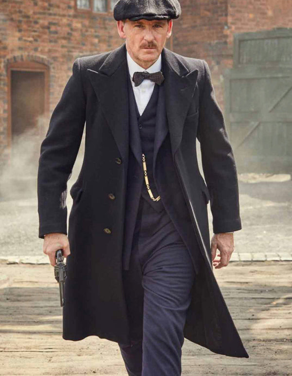 Mens Costume Arthur Shelby Vested Suit with Overcoat & Hat