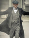 Mens Costume Arthur Shelby Vested Grey Suit with Black Overcoat & Hat