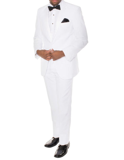 Modern White Notch Tuxedo - Mens Slim Fitted Tuxedo