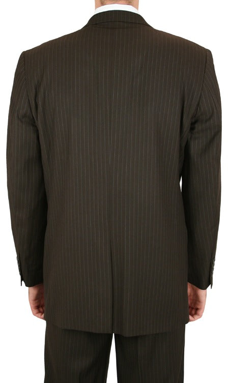 Luciano Pinstripe Suit - Brown