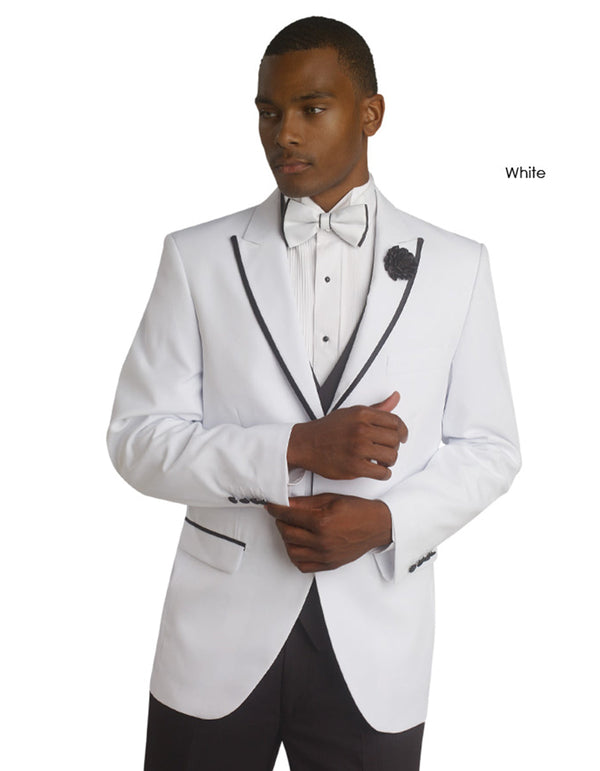 White & Black Trim Peak Tuxedo