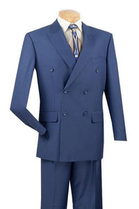 (36R, 40S, 58L) Regular Fit Double Breasted 2 Piece Blue Suit