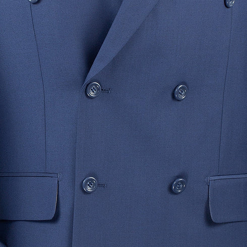 (36R, 40S, 58L) Regular Fit Double Breasted 2 Piece Blue Suit