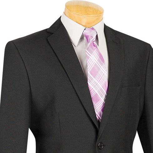 Black Slim Fit Men's 2 Piece Business Suit 2 Button