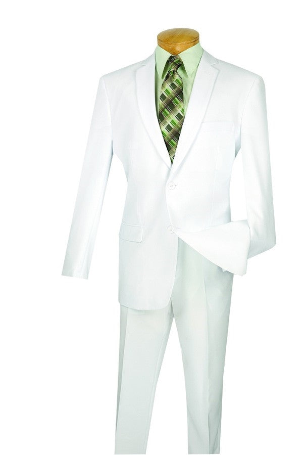 White Slim Fit Men's 2 Piece Business Suit 2 Button