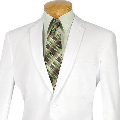 White Slim Fit Men's 2 Piece Business Suit 2 Button