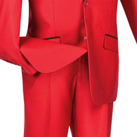Slim Fit  Shiny Sharkskin Men's 2 Piece Suit in Red