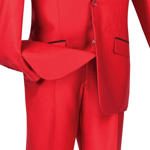 Slim Fit  Shiny Sharkskin Men's 2 Piece Suit in Red