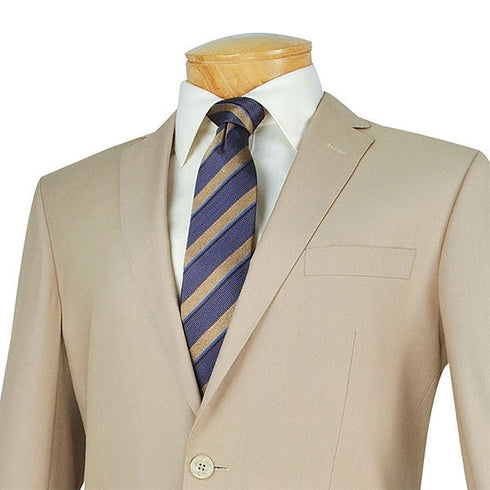 Slim Fit Men's Suit 2 Piece 2 Button in Light Beige