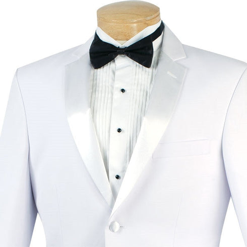 Regular Fit Satin Lapel 2 Piece Tuxedo in White