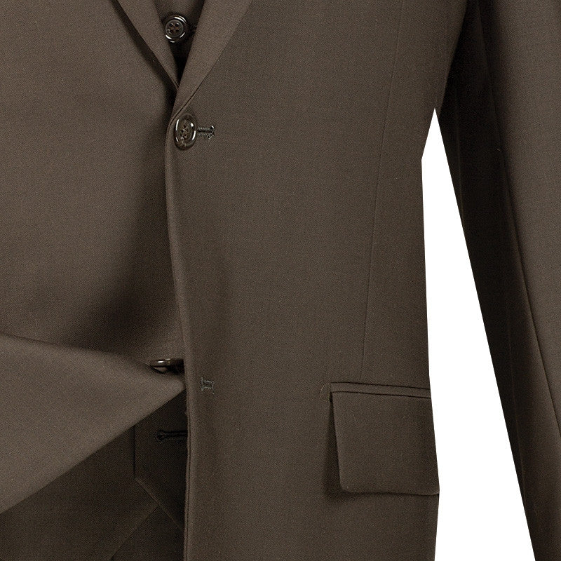 Morgan Collection - Regular Fit 3 Piece Suit 2 Button Brown – OvercoatUSA