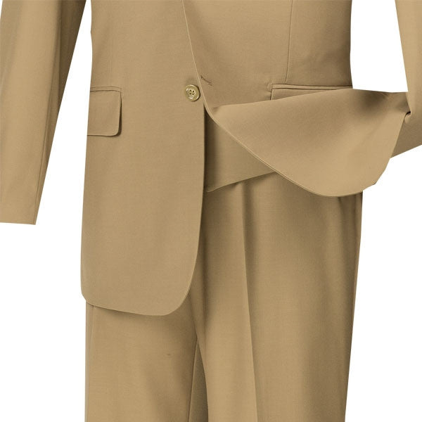 Morgan Collection - Regular Fit 3 Piece Suit 2 Button Khaki – OvercoatUSA
