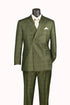 Men's Olive Glen Plaid Double Breasted Two Piece Suit