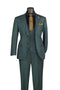 Men's Forest Green Windowpane Three Piece Suit