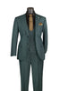 Men's Forest Green Windowpane Three Piece Suit