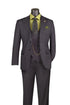 Men's Black Antique Bronze Windowpane Three Piece Suit