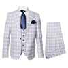 Mens Plaid Windowpane Business Suit - Light Blue