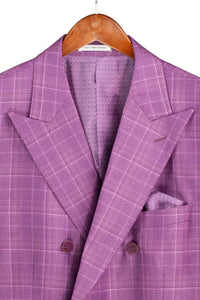 Men's Plum Glen Plaid Double Breasted Two Piece Suit