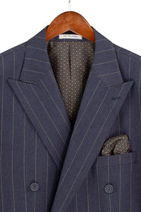 Men's Denim Blue Pinstripe Double Breasted Suit