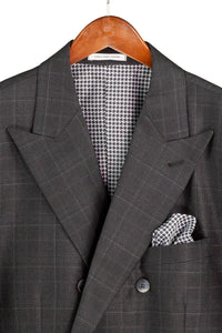 Men's Charcoal Glen Plaid Double Breasted Two Piece Suit