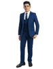 Boys Perry Ellis 2 Button Vested Wedding Suit in Indigo Blue