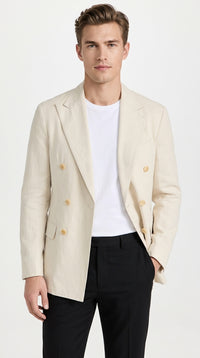 Men’s Cream Double Breasted Blazer – Ivory 6 Button Formal Wedding Sport Coat Off White color