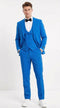 Tazzio Men’s French Color Royal Blue Peak Lapel Skinny Fit Suit – 2-Piece Wedding, Prom & Formal Suit indigo Cobalt Blue