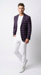 Men's Purple Windowpane Sport Coat – Classic Fit Plaid Blazer Jacket for Business, Wedding & Casual Wear