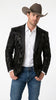 Men’s Black Sequin Western Blazer – Embroidered Cowboy Tuxedo Jacket with Rhinestone Lapels
