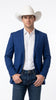 Men’s Dark Royal Blue Western Blazer – Cowboy Sport Coat Jacket with Two-Button Front Saphire Indigo Cobalt Blue