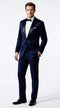 Men’s James Bond Inspired Navy Blue Tuxedo – Black Shawl Lapel Wedding & Prom Suit