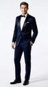 Men’s James Bond Inspired Navy Blue Tuxedo – Black Shawl Lapel Wedding & Prom Suit