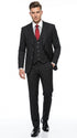 Men’s Black Skeleton Bone Pinstripe 3 Piece Suit – Gangster Style Striped Suit with Vest
