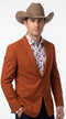 Men’s Rust Cowboy Western Blazer – Copper Brick  Color Two Button Sport Coat Peak Lapel Modern Fit