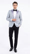 Men’s Silver Grey Dinner Jacket with Black Pants – Formal Wedding Prom Tuxedo Blazer Outfit Suit