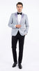 Men’s Silver Grey Dinner Jacket with Black Pants – Formal Wedding Prom Tuxedo Blazer Outfit Suit
