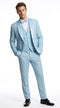 Men’s Powder Blue 3-Piece Tuxedo – Light Blue Wedding & Prom Suit with Vest in Light Blue Sky Color